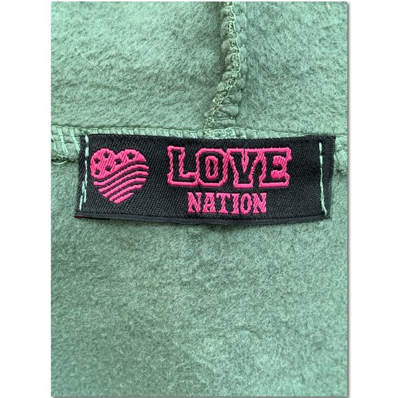 Green Hoodie Size Large Zip Up Love Nation Hooded Sweatshirt NWT - Picture 4 of 5